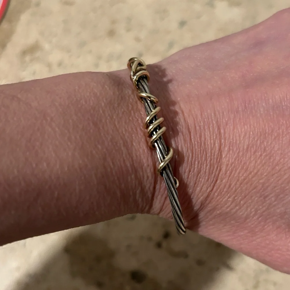 Stunning silver &‎ gold  stacking type bangle bracelet